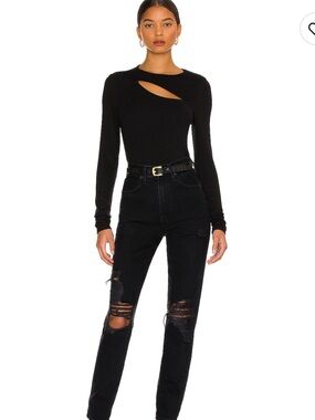 NWT- LA Made Black Peek A Boo Long Sleeve Top- Revolve